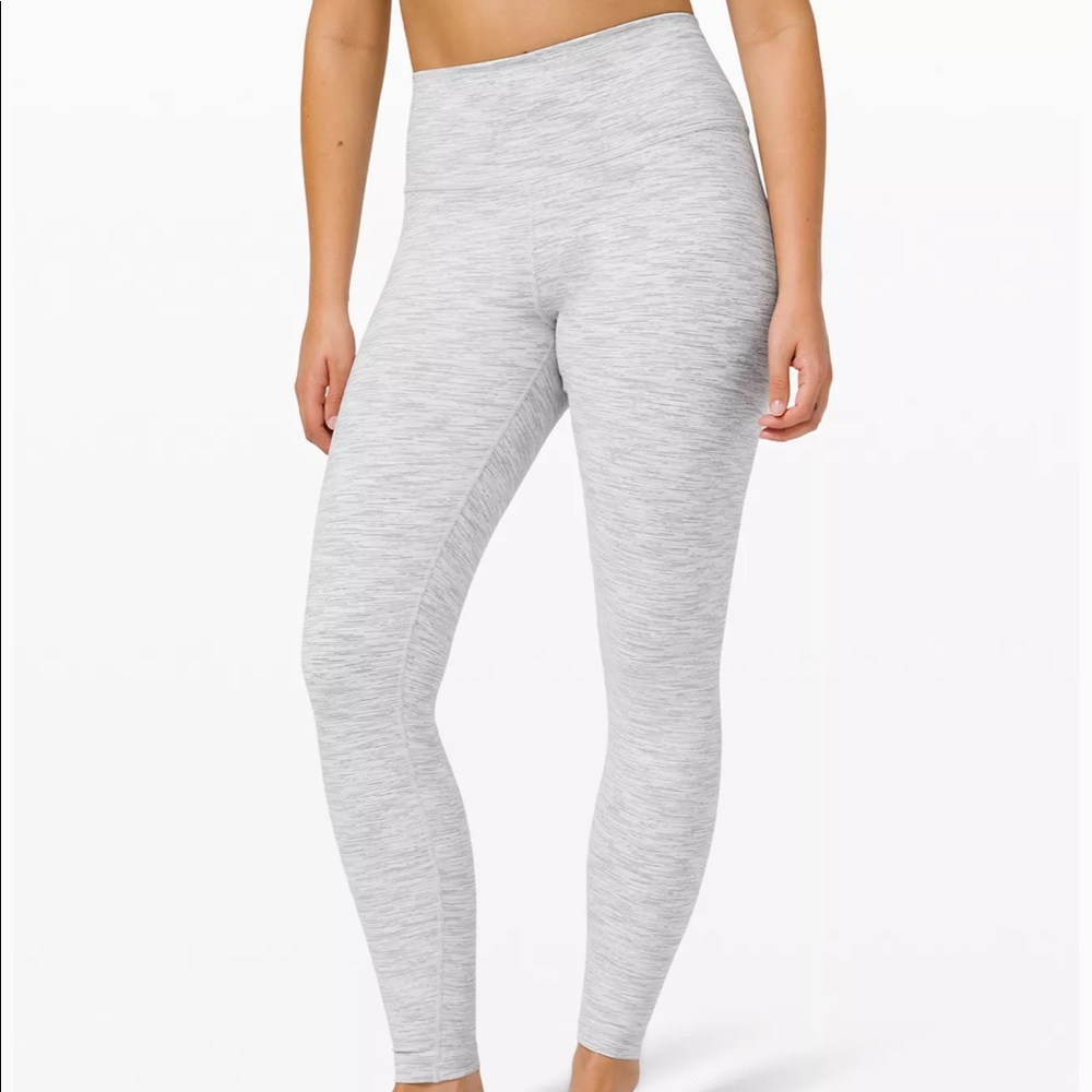 28’ White Striped Lulu Lemon Leggings